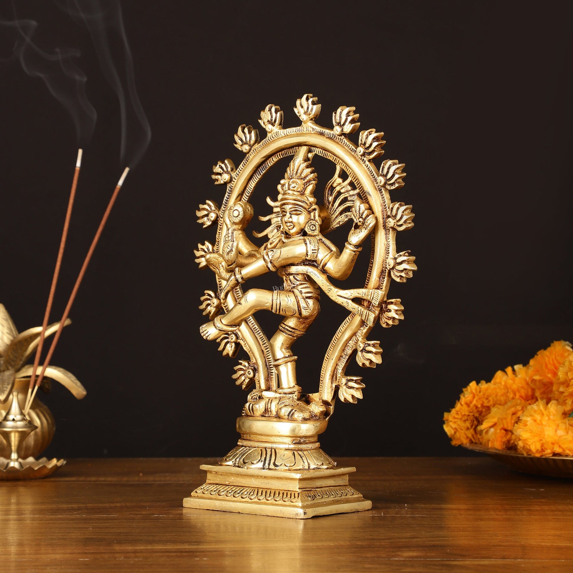 Brass Handcrafted Superfine Nataraja Statue - 10" Lord of Dance Sculpture - Budhshiv.com