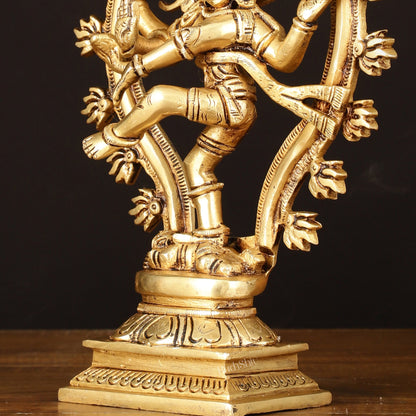 Brass Handcrafted Superfine Nataraja Statue - 10" Lord of Dance Sculpture - Budhshiv.com