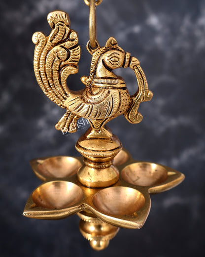 Brass Hanging Peacock Annam Pakshi Oil Lamp pair — Vilakku - Budhshiv.com