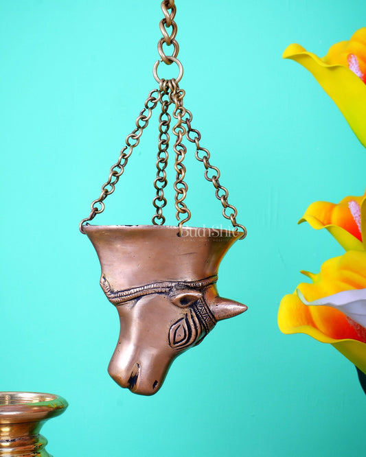 Brass Hanging Shivling Dhara with Nandi Face – Jaldhari for Abhishekam - Budhshiv.com
