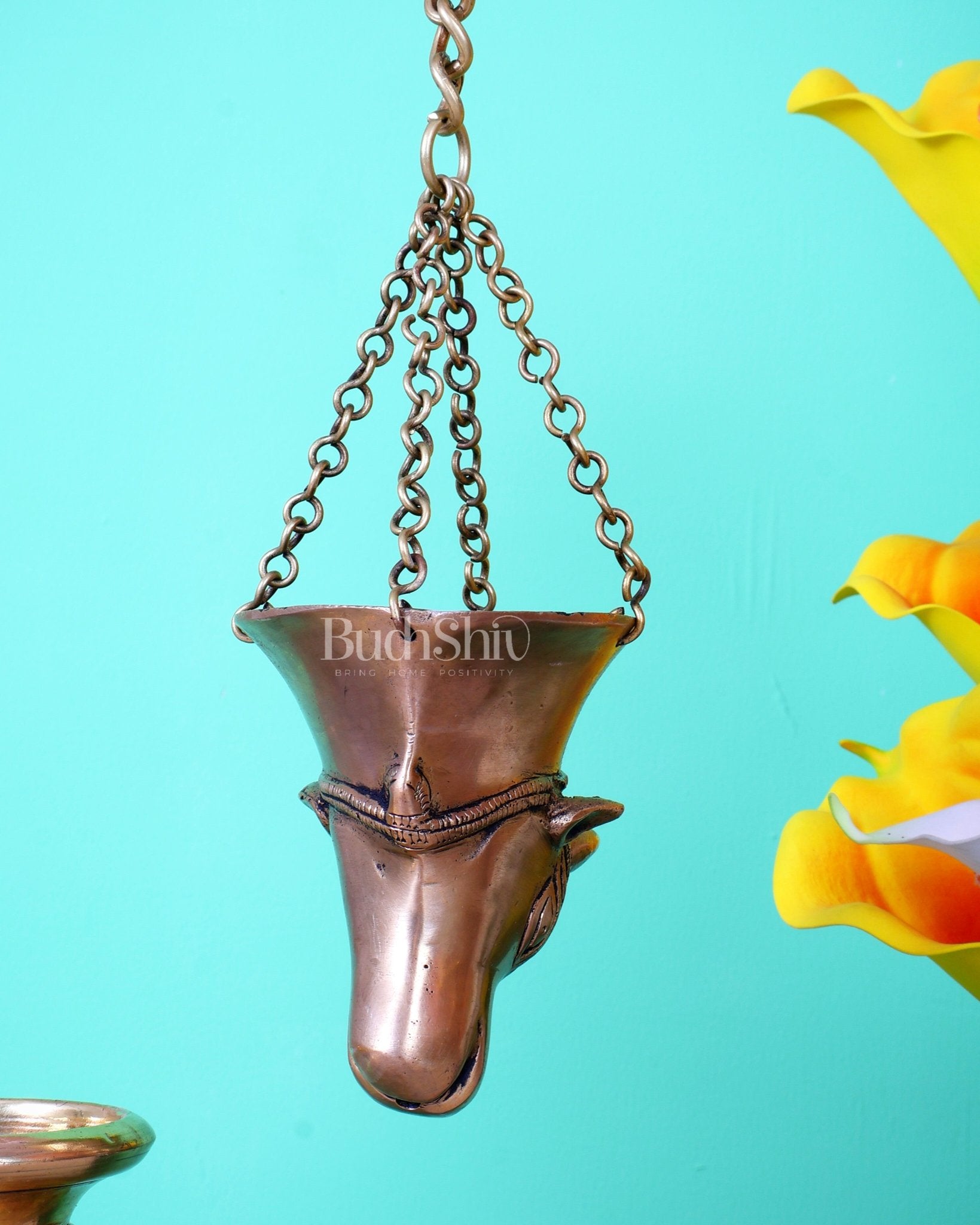 Brass Hanging Shivling Dhara with Nandi Face – Jaldhari for Abhishekam - Budhshiv.com
