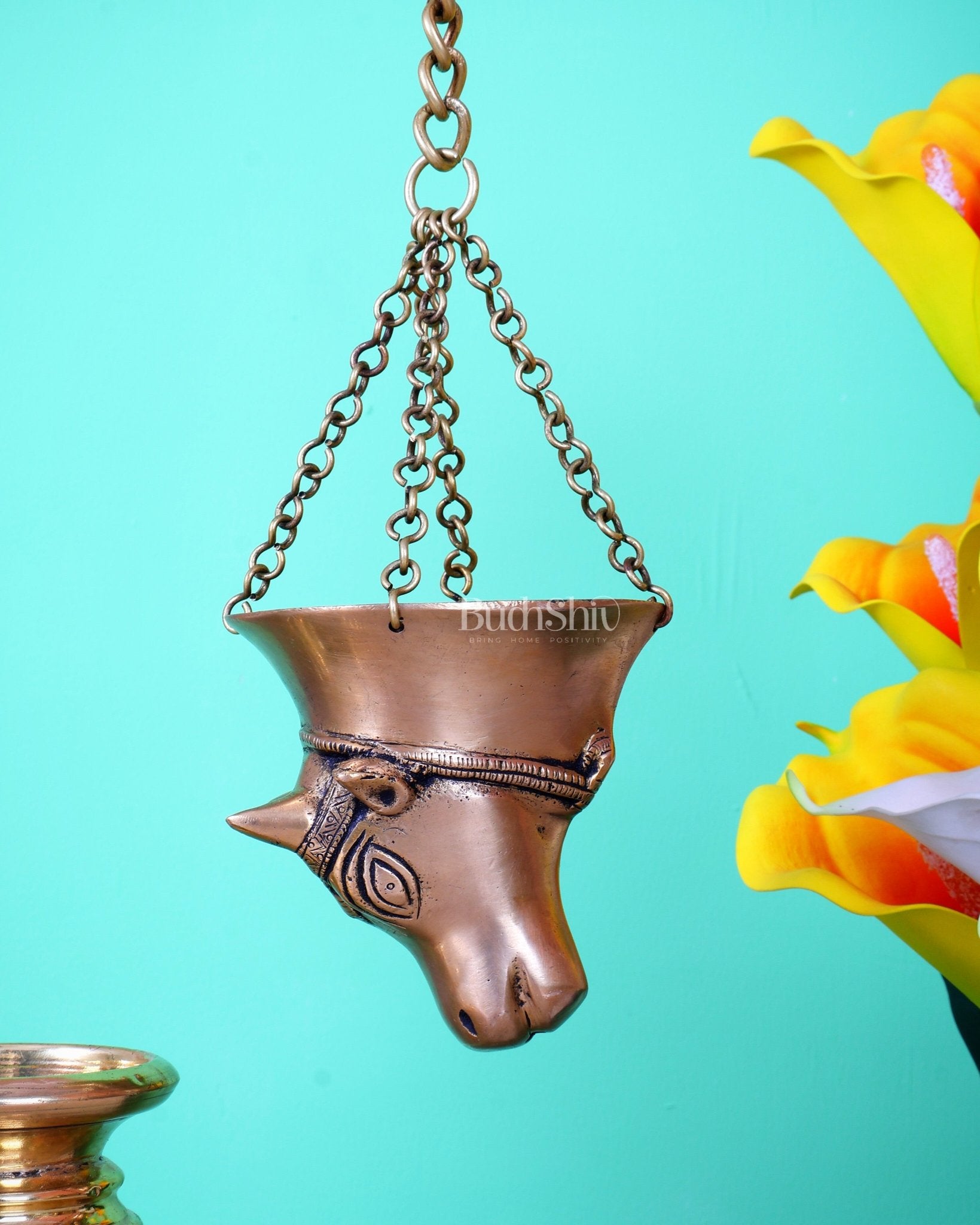 Brass Hanging Shivling Dhara with Nandi Face – Jaldhari for Abhishekam - Budhshiv.com