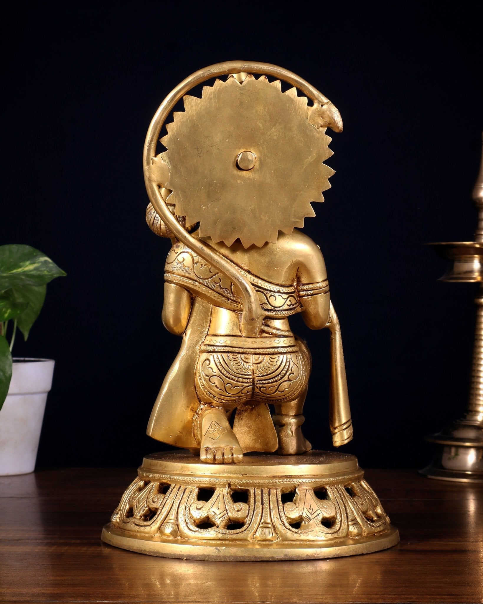 Brass Hanuman Aashirwad Mudra Statue - 11 inch - Budhshiv.com