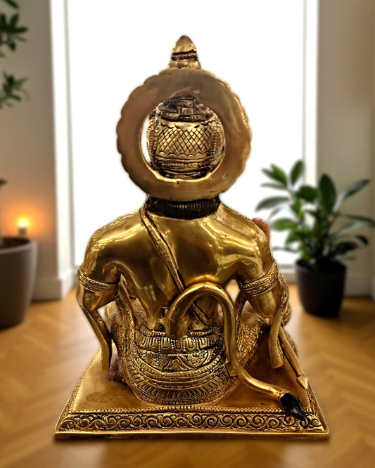 Brass Hanuman blessing Idol 9.5" - Budhshiv.com