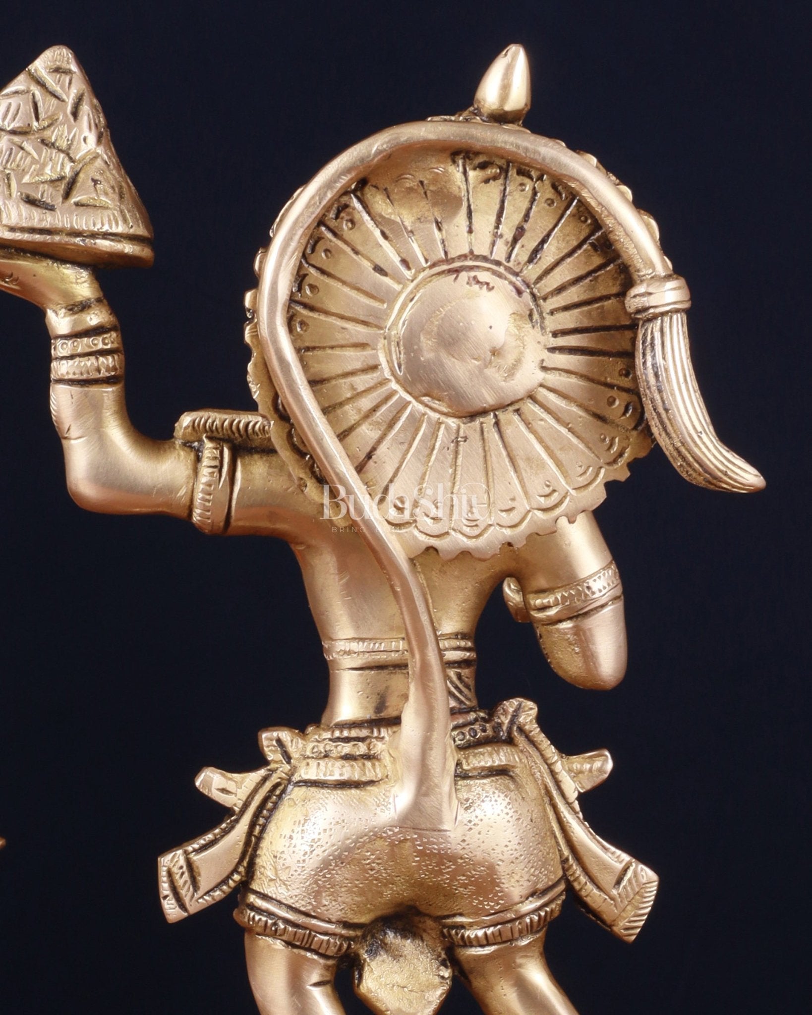 Brass Hanuman Carrying Sanjeevani Mountain Fine Statue – 12 Inch - Budhshiv.com