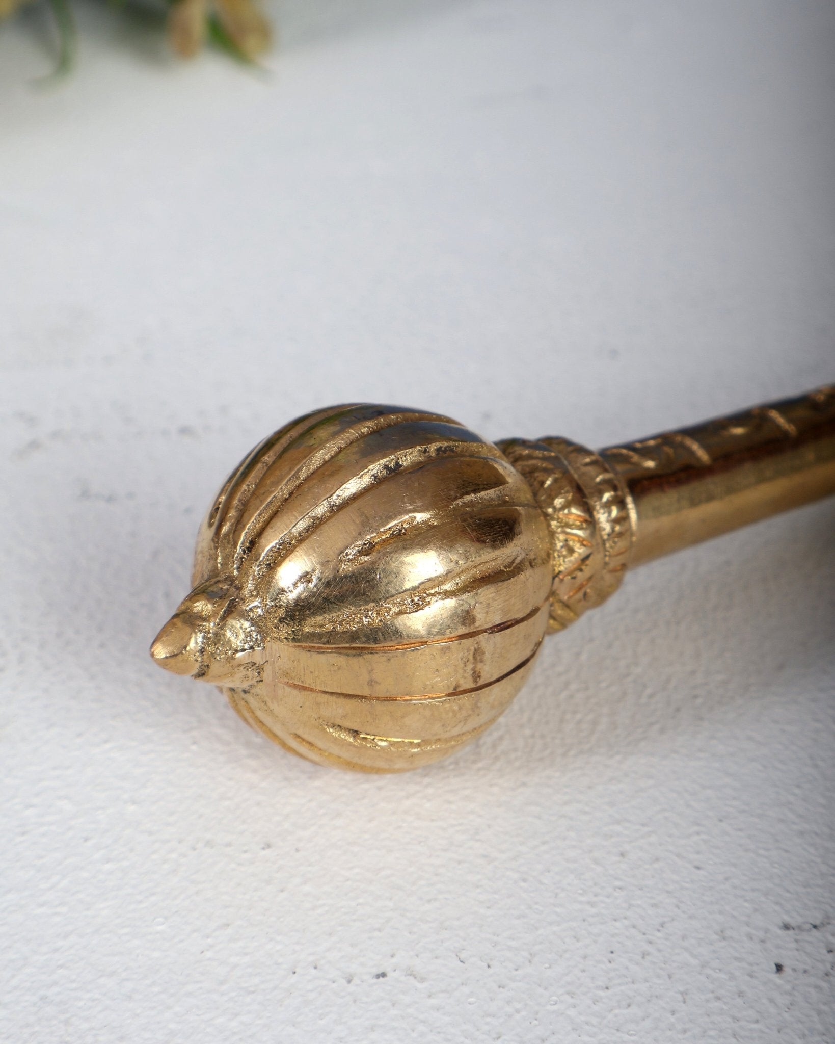 Brass Hanuman Gada – Miniature Sacred Mace of Lord Hanuman (4.5 Inches) - Budhshiv.com