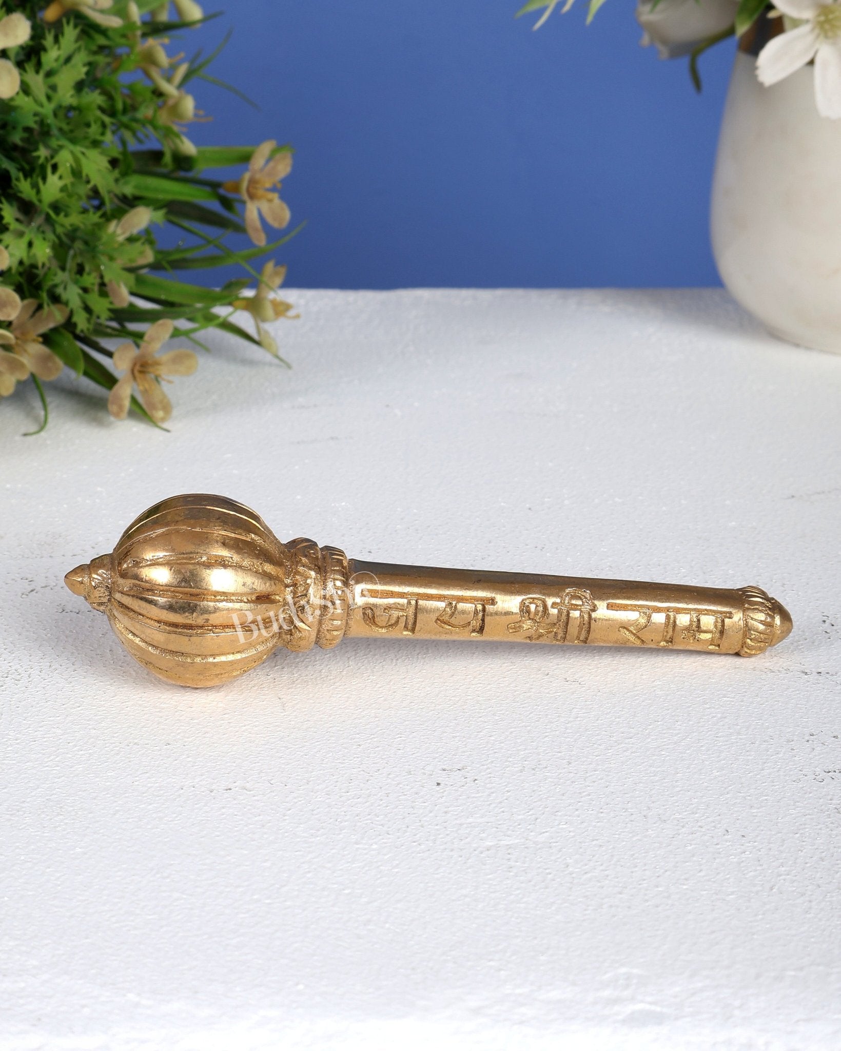 Brass Hanuman Gada – Miniature Sacred Mace of Lord Hanuman (4.5 Inches) - Budhshiv.com