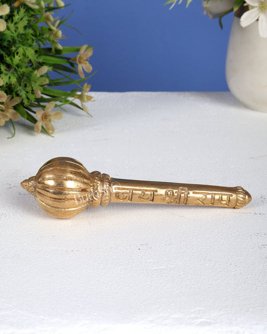 Brass Hanuman Gada – Miniature Sacred Mace of Lord Hanuman (4.5 Inches) - Budhshiv.com