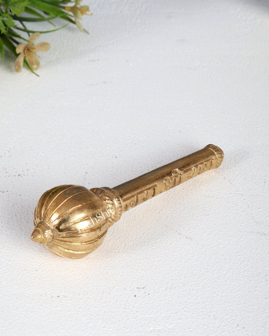 Brass Hanuman Gada – Miniature Sacred Mace of Lord Hanuman (4.5 Inches) - Budhshiv.com
