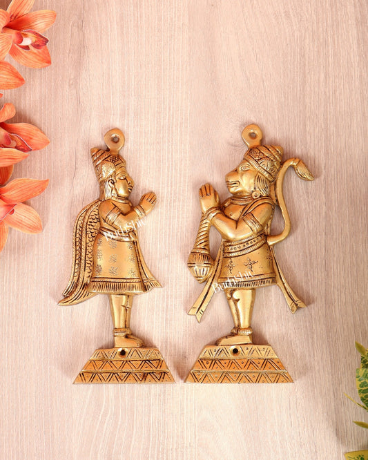 Brass Hanuman & Garuda Wall Hanging Set – Divine Protection Spiritual Décor - Budhshiv.com