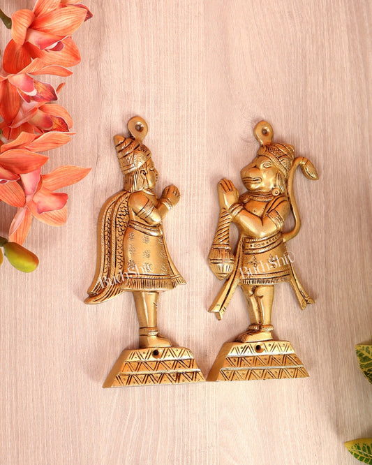 Brass Hanuman & Garuda Wall Hanging Set – Divine Protection Spiritual Décor - Budhshiv.com