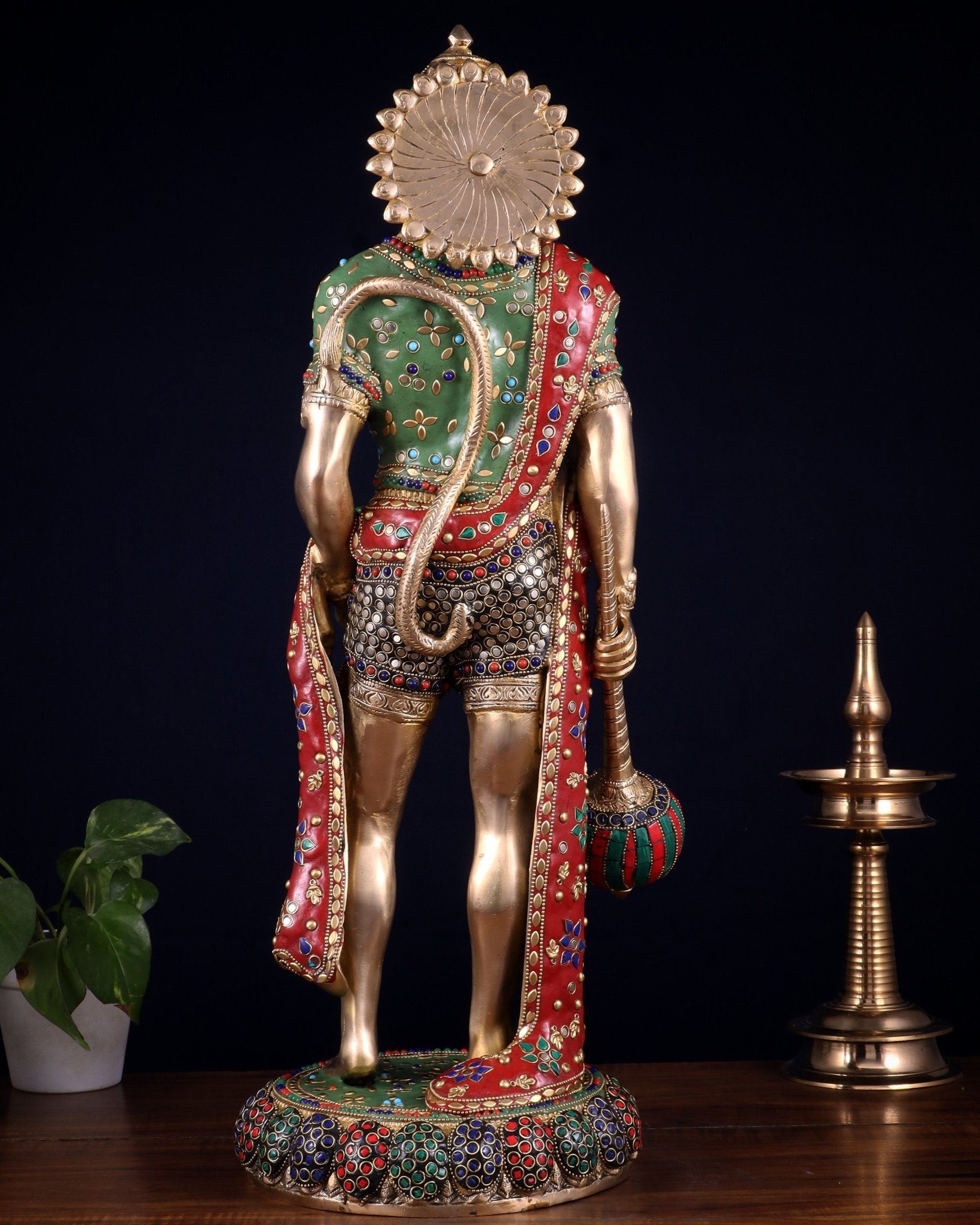 Brass Hanuman ji Idol large Standing position 24" Height - Budhshiv.com