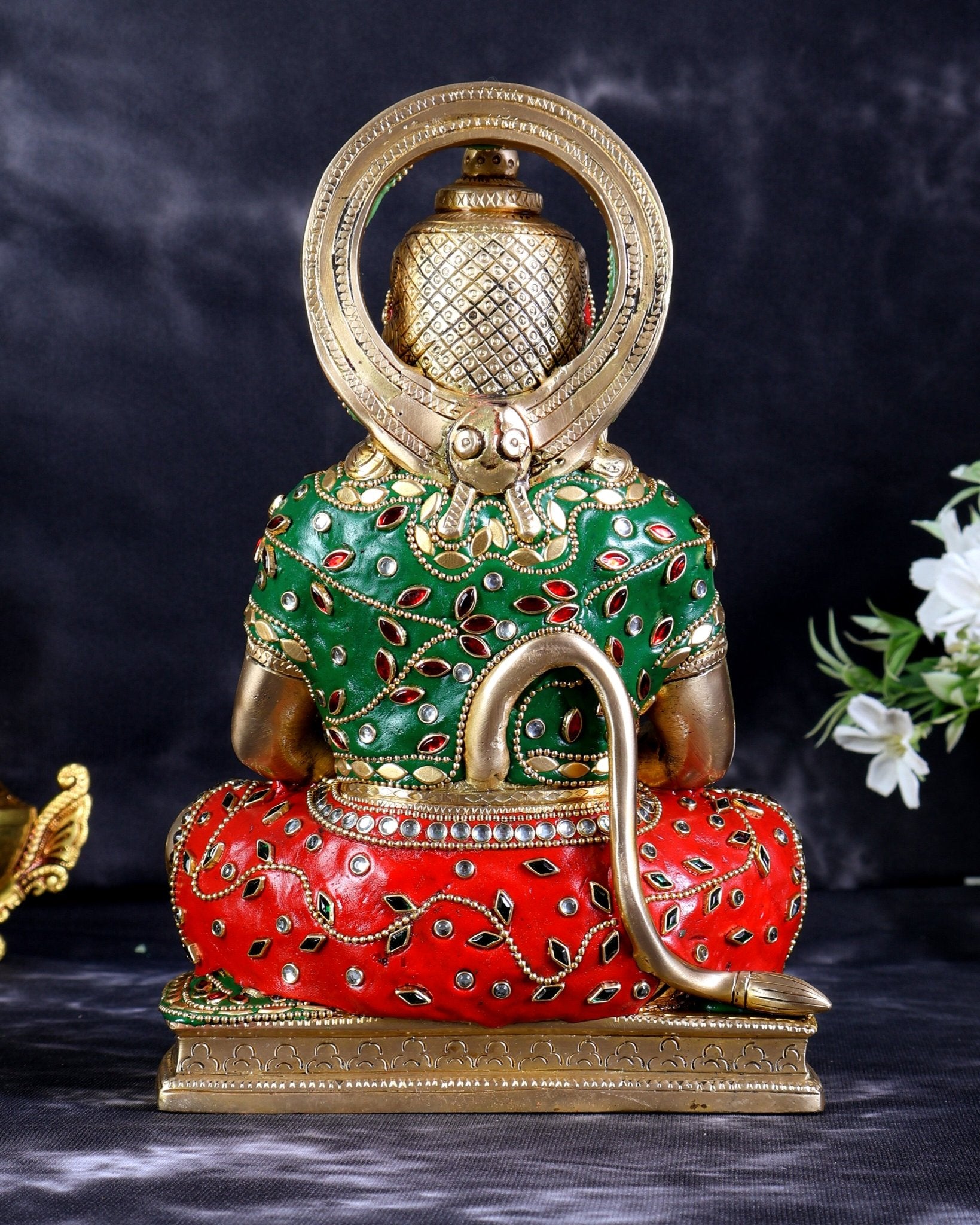 Brass Hanuman Ji in Meditation Statue (9 Inch ) meenakari - Budhshiv.com