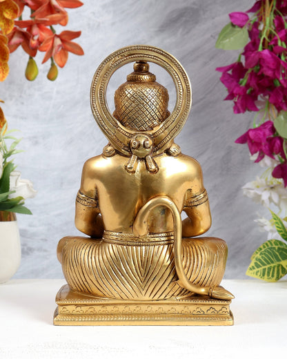 Brass Hanuman Ji in Meditation Statue – Divine Meditative Idol (9 Inches) - Budhshiv.com