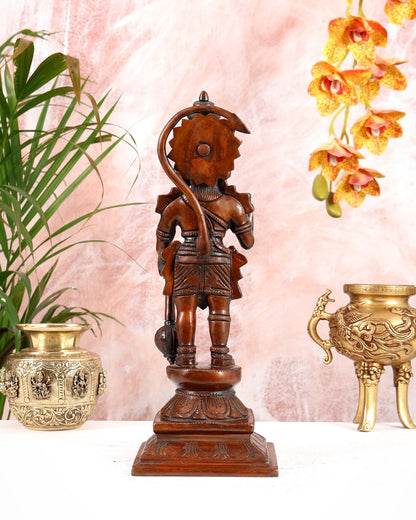 Brass Hanuman Ji Statue in Blessing Mudra 12" indian copper patina tone - Budhshiv.com