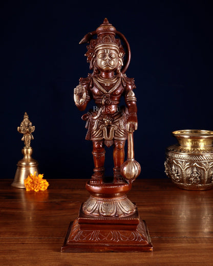 Brass Hanuman Ji Statue in Blessing Mudra – 12” - Budhshiv.com