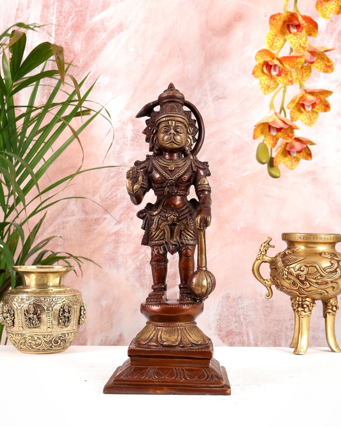 Brass Hanuman Ji Statue in Blessing Mudra – 12” - Budhshiv.com