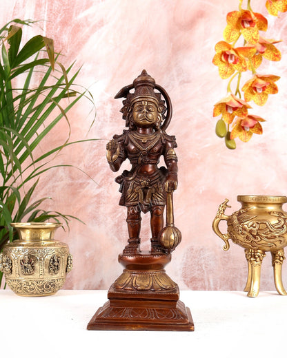 Brass Hanuman Ji Statue in Blessing Mudra – 12” - Budhshiv.com