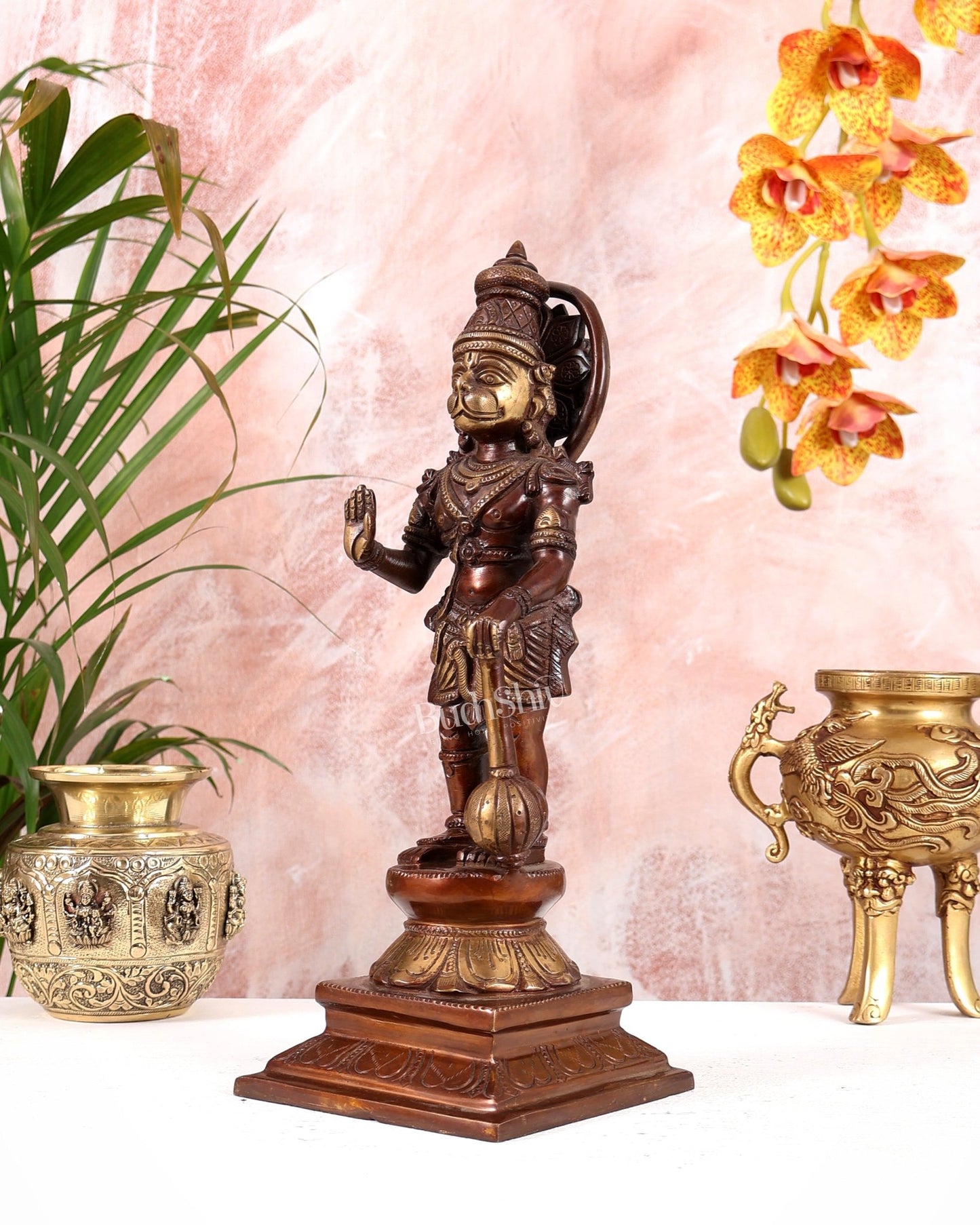 Brass Hanuman Ji Statue in Blessing Mudra – 12” - Budhshiv.com