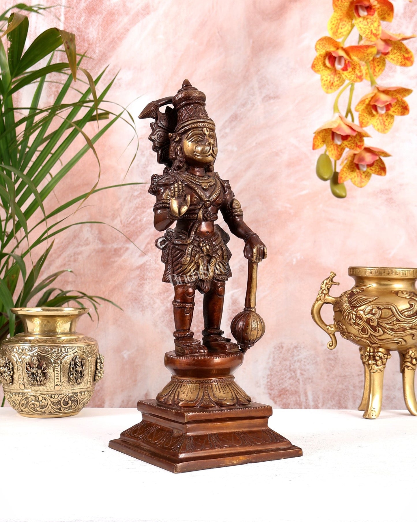 Brass Hanuman Ji Statue in Blessing Mudra – 12” - Budhshiv.com