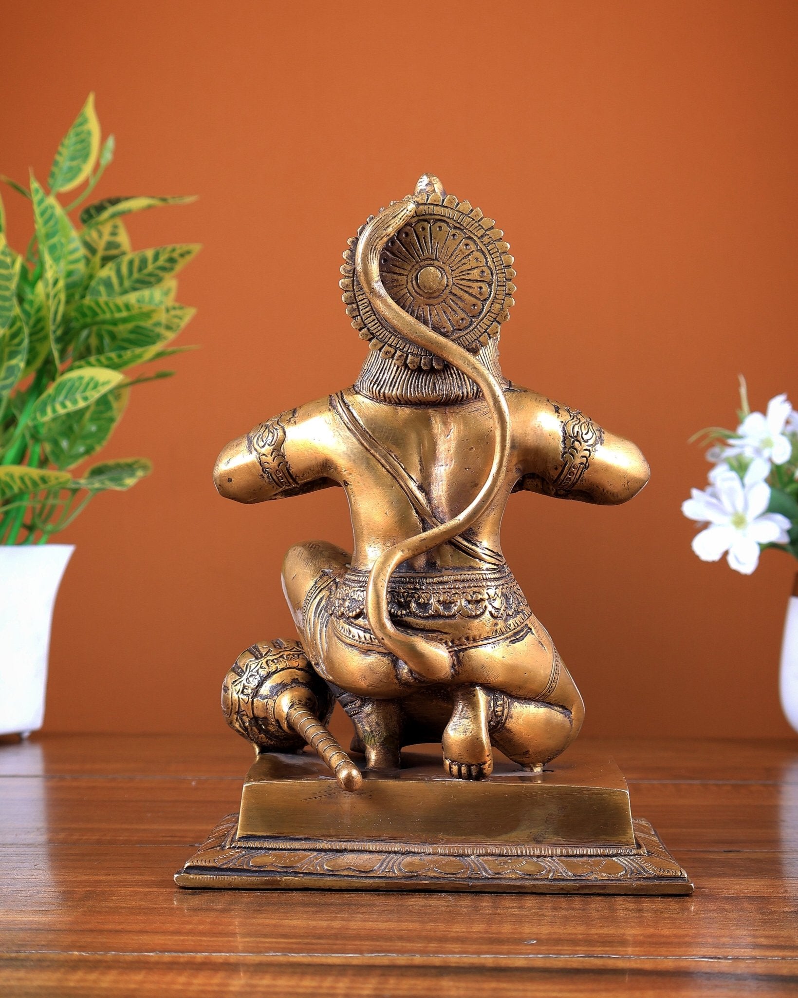 Brass Hanuman Ji with Sita Ram on Chest 8.8 inch - Budhshiv.com
