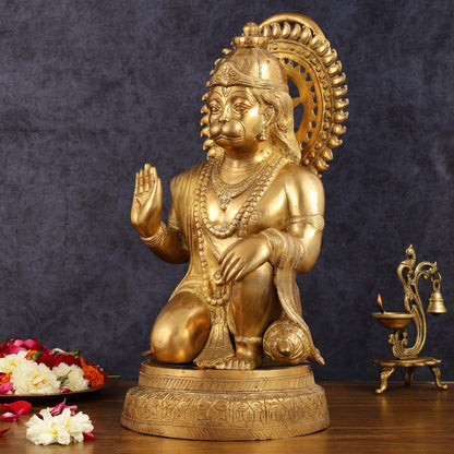 Brass Hanuman Statue - 20 Inch - Budhshiv.com