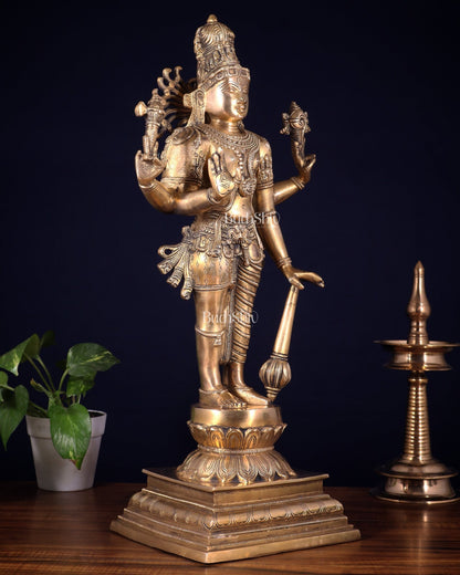 Brass Hari - Hara, Half Vishnu Half Shiva (Shankaranarayana) Statue | 21 inch - Budhshiv.com