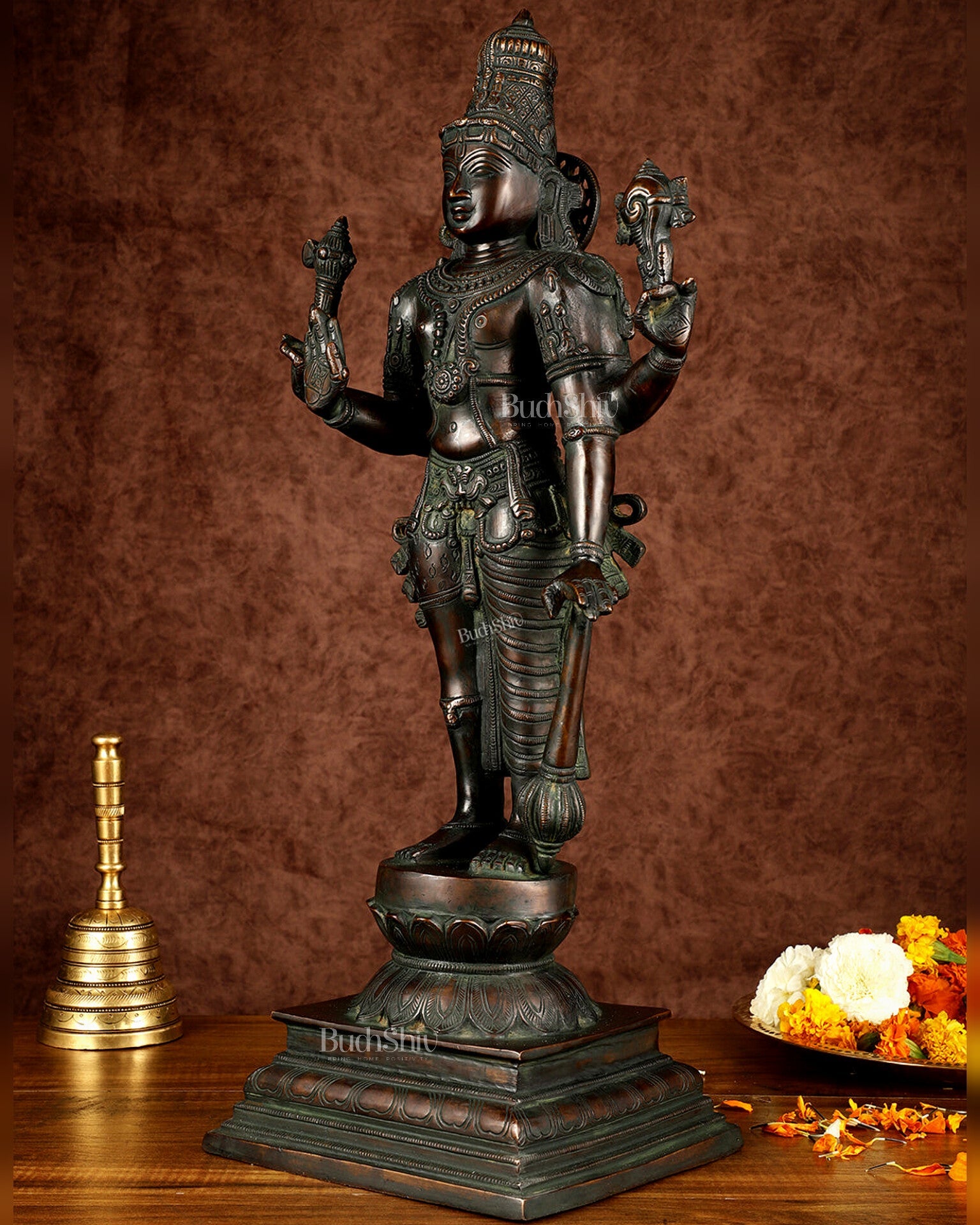 Brass Hari - Hara, Half Vishnu Half Shiva (Shankaranarayana) Statue | 21 inch - Budhshiv.com