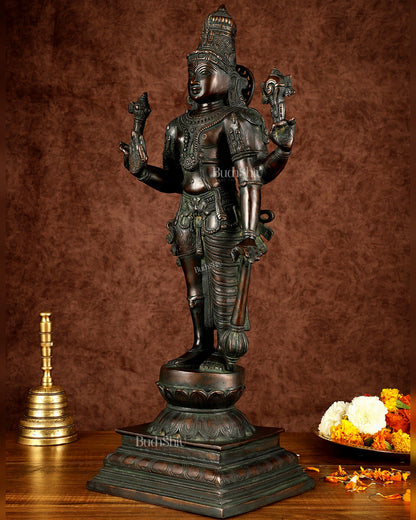 Brass Hari - Hara, Half Vishnu Half Shiva (Shankaranarayana) Statue | 21 inch - Budhshiv.com