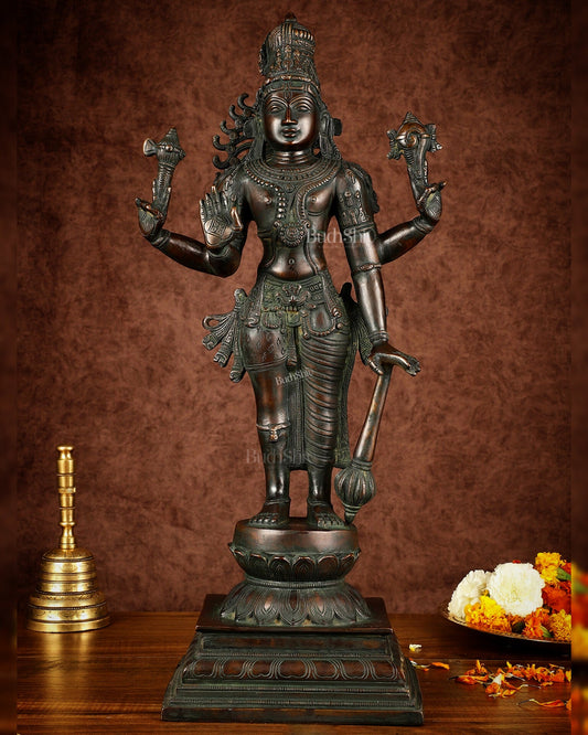 Brass Hari - Hara, Half Vishnu Half Shiva (Shankaranarayana) Statue | 21 inch - Budhshiv.com