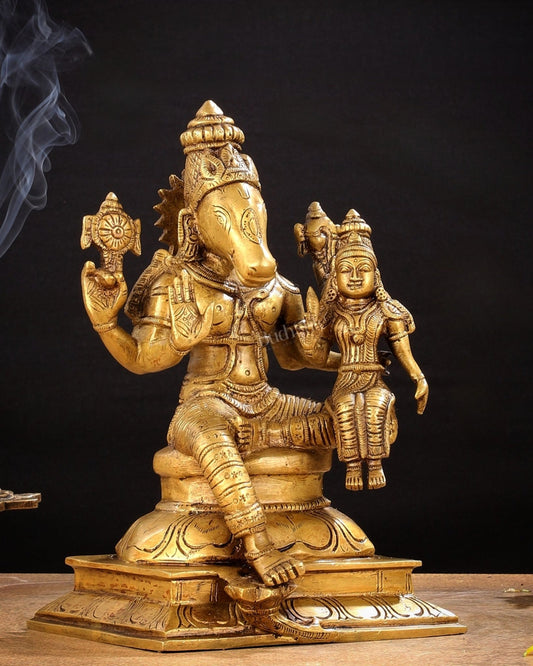 Brass Hayagriva Lakshmi idol 9" - Budhshiv.com