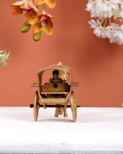 Brass Horse Cart Showpiece – Ghoda Gaadi with Rider Decorative Sculpture 6" - Budhshiv.com