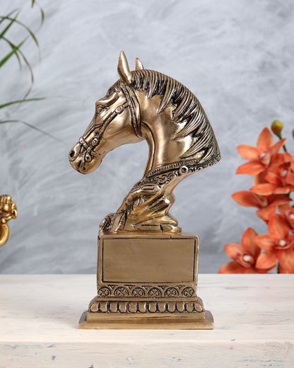 Brass Horse Head Designer Showpiece | Luxury Horse Face Artefact for Home Décor & Gifting - Budhshiv.com