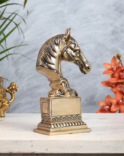 Brass Horse Head Designer Showpiece | Luxury Horse Face Artefact for Home Décor & Gifting - Budhshiv.com
