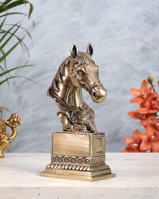 Brass Horse Head Designer Showpiece | Luxury Horse Face Artefact for Home Décor & Gifting - Budhshiv.com