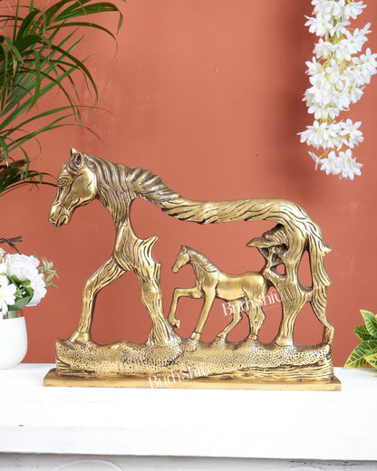 Brass Horse Showpiece 2D – Tabletop & Wall Hanging - Budhshiv.com