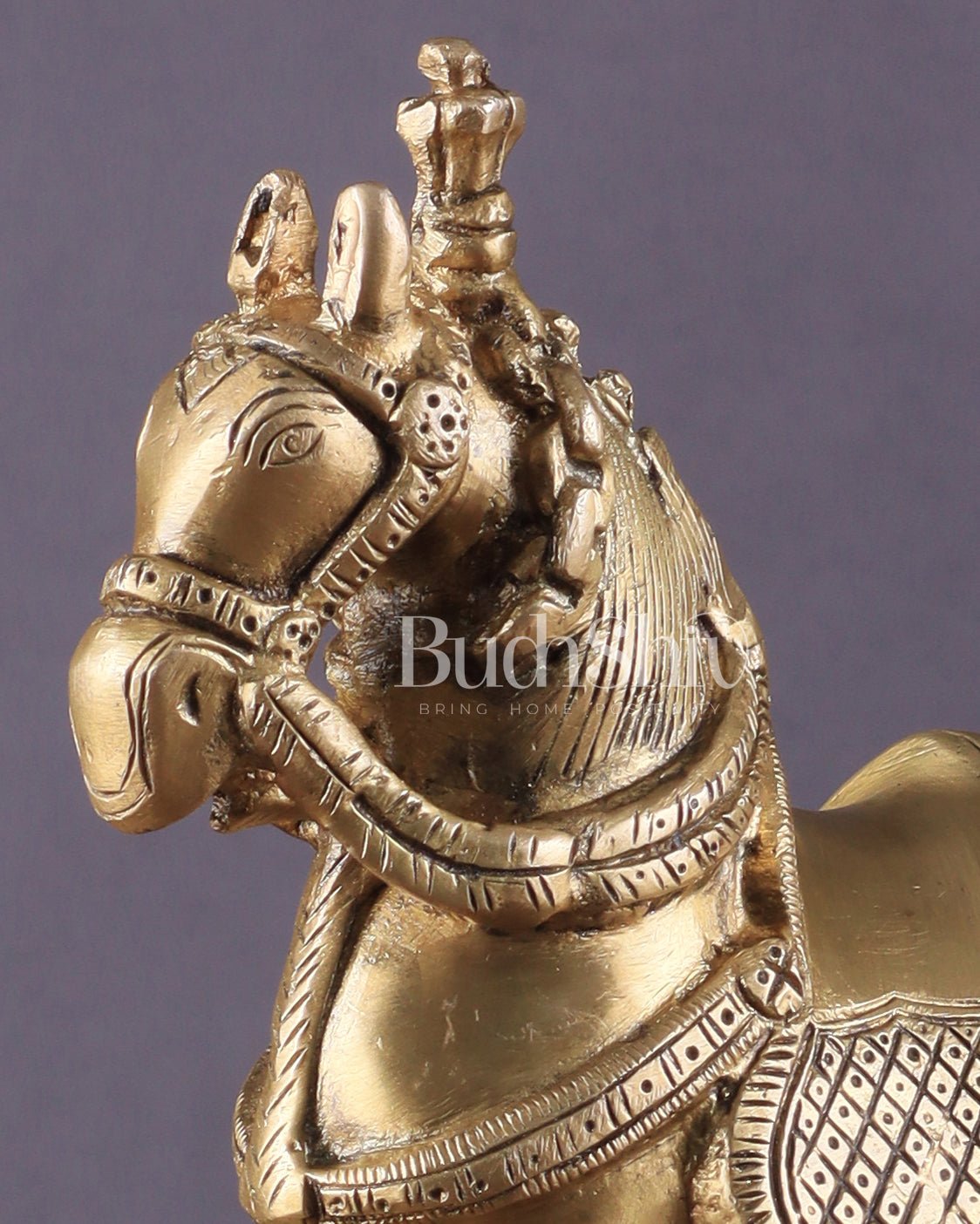 Brass Horse Standing Showpiece Statue – Elegant Design | 7.5 Inches - Budhshiv.com