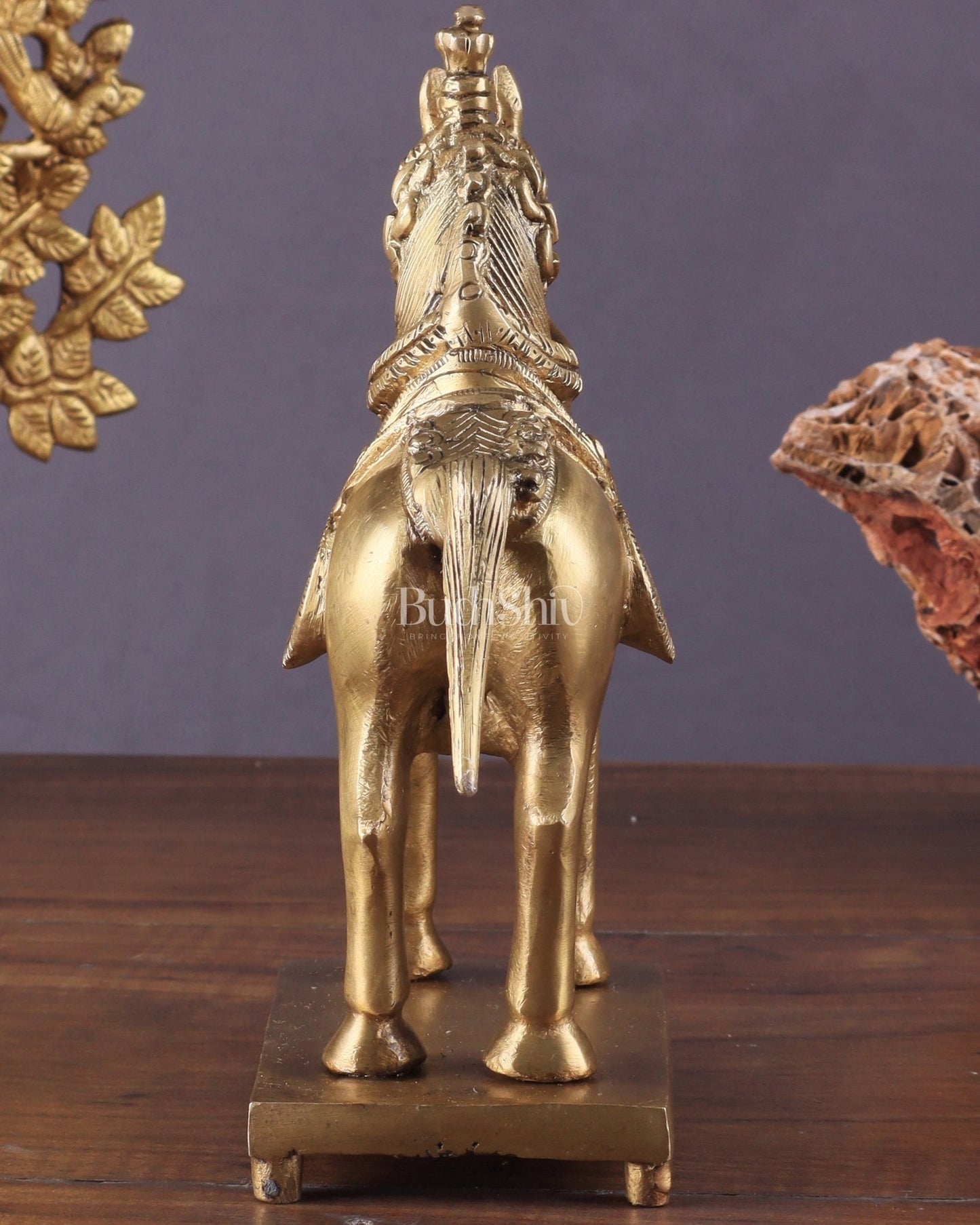 Brass Horse Standing Showpiece Statue – Elegant Design | 7.5 Inches - Budhshiv.com