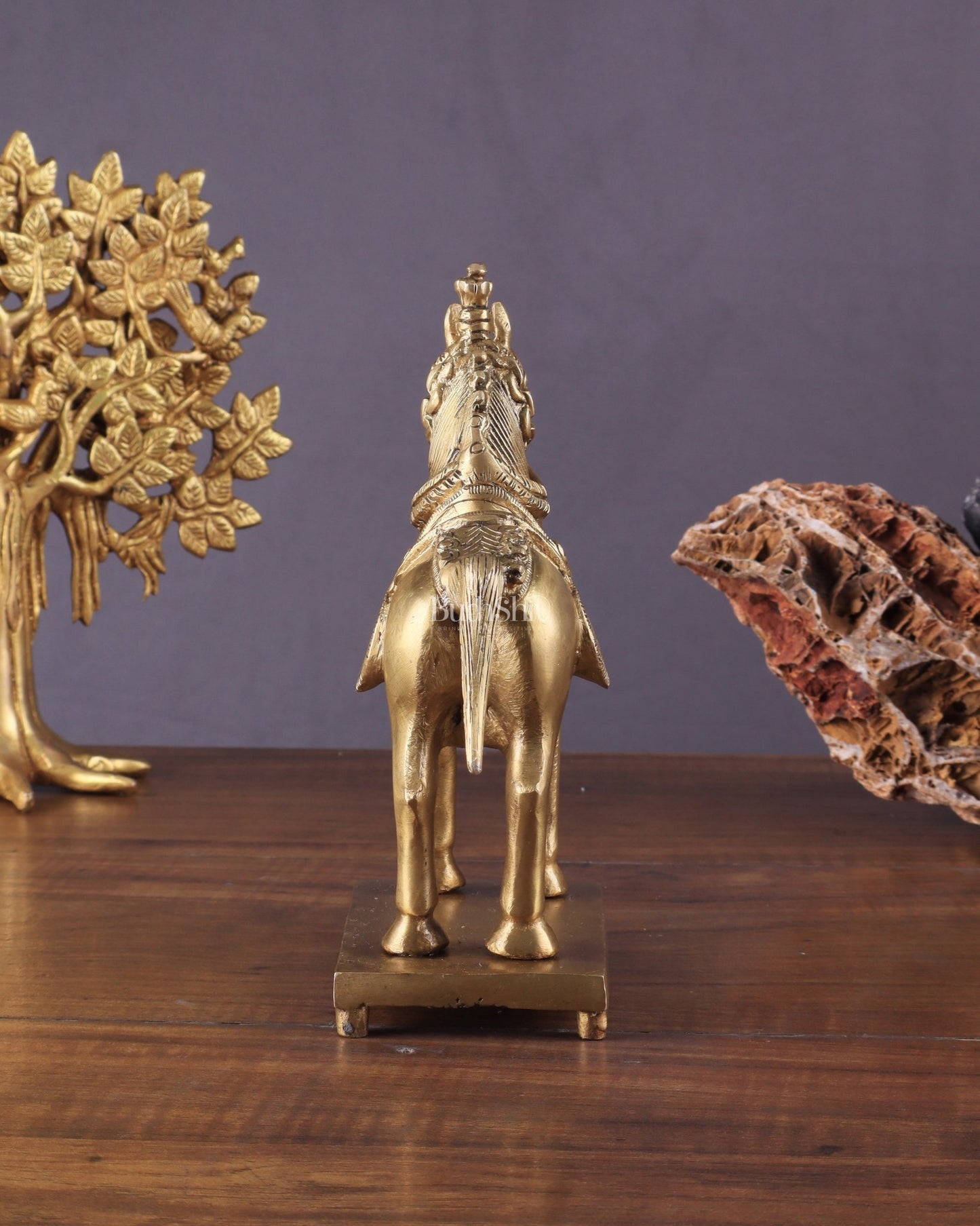 Brass Horse Standing Showpiece Statue – Elegant Design | 7.5 Inches - Budhshiv.com