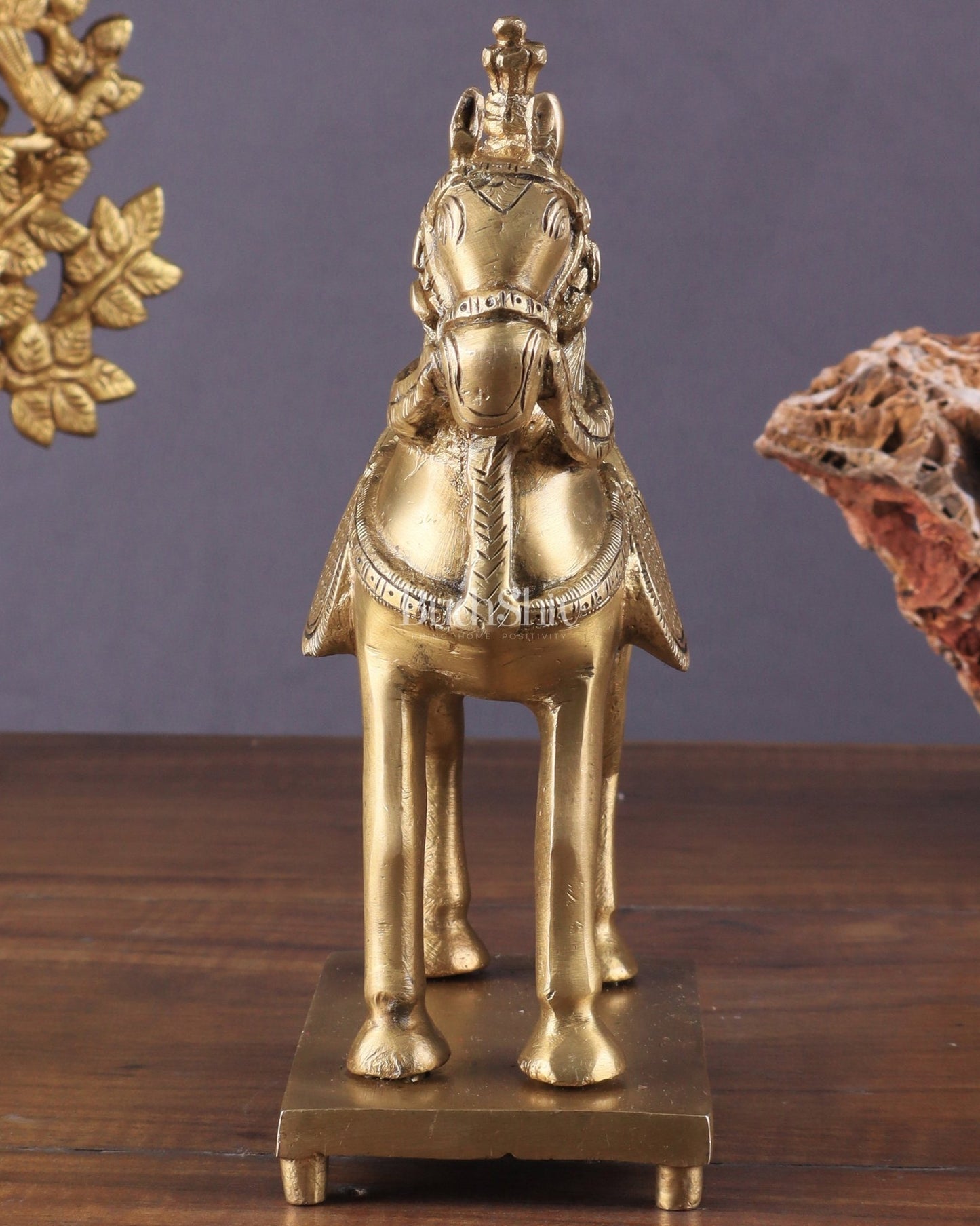 Brass Horse Standing Showpiece Statue – Elegant Design | 7.5 Inches - Budhshiv.com