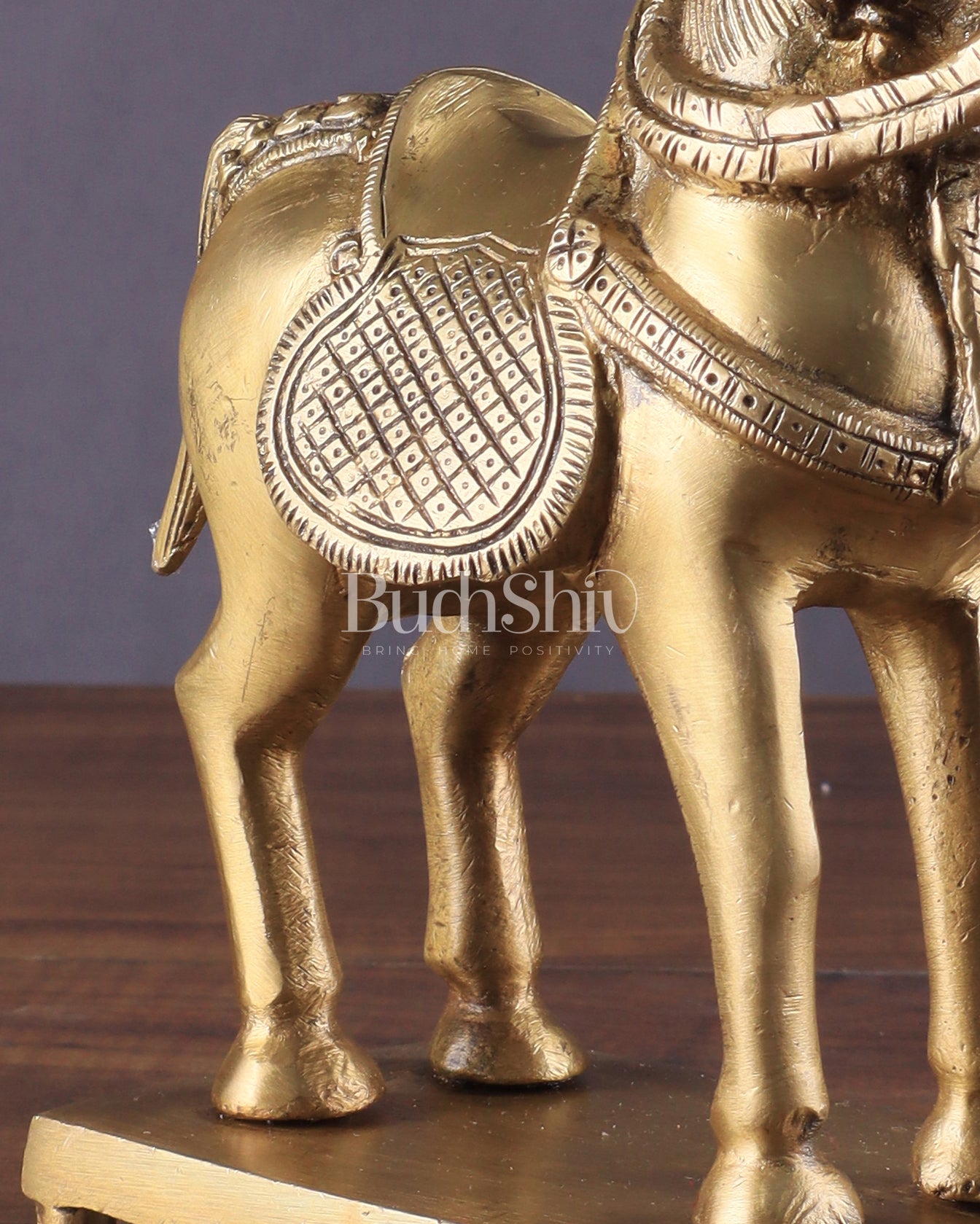 Brass Horse Standing Showpiece Statue – Elegant Design | 7.5 Inches - Budhshiv.com