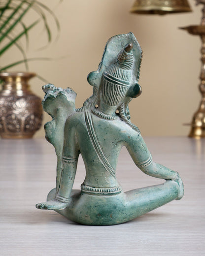Brass Indra Dev Tibetan Statue – Fresh Green Patina Finish Idol 5.3" - Budhshiv.com