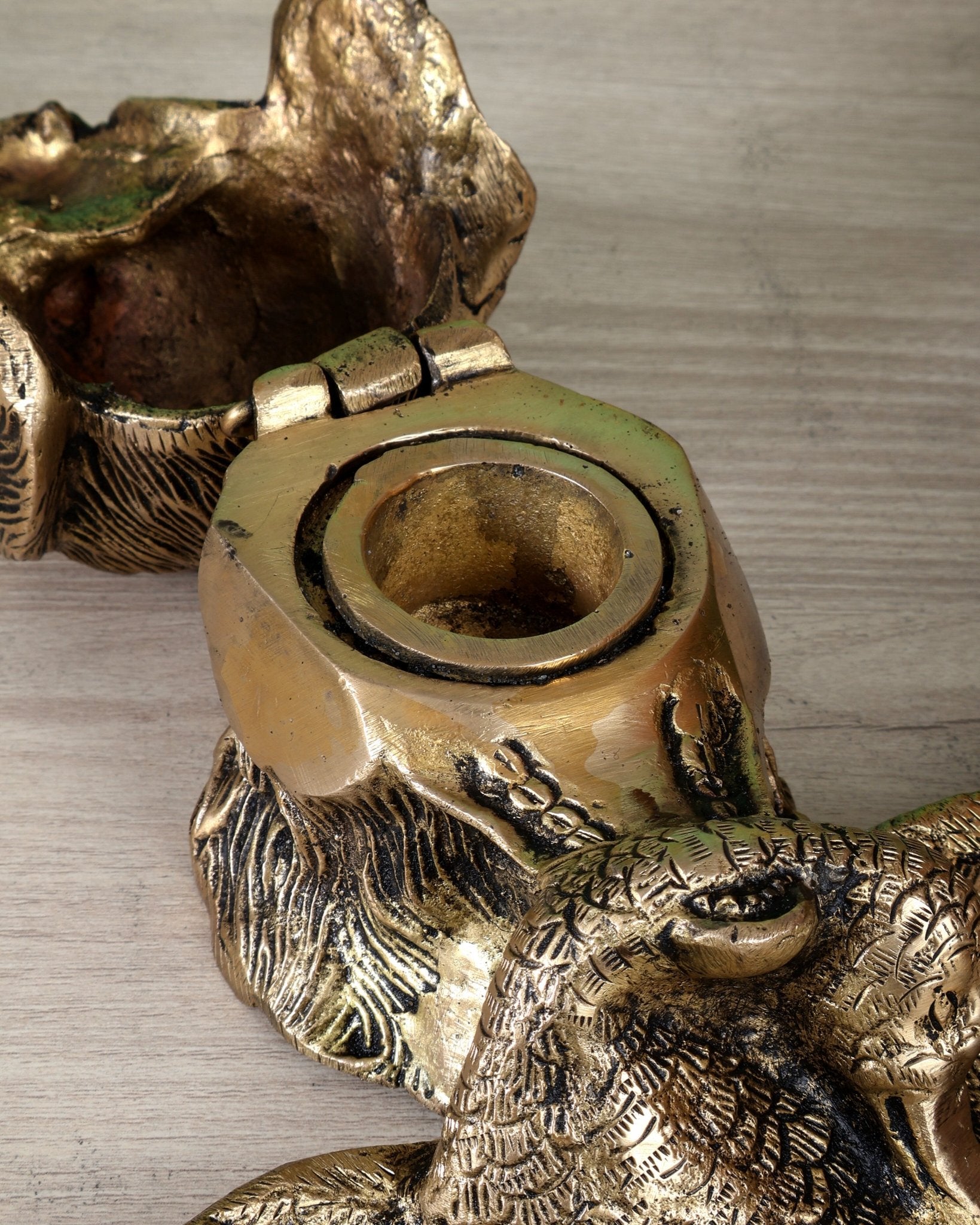 Brass Inkwell Ink Pot – Vintage Design Dog face design - Budhshiv.com