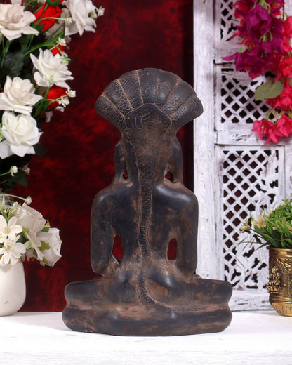 Brass Jain Tirthankar Rishabdeva Statue | Antique Finish | Pure Brass Adinath First Tirthankara Idol 12 inch - Budhshiv.com
