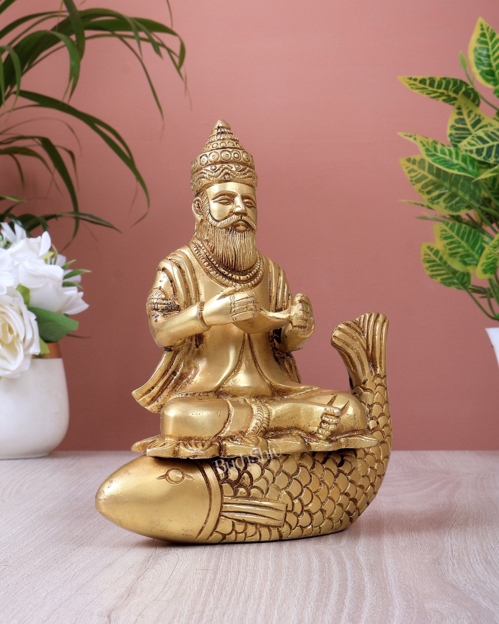 Brass Jhule Lal Sindhi God Idol – Jhoolelal Statue for Home Temple (7.5 Inches) - Budhshiv.com