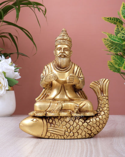 Brass Jhule Lal Sindhi God Idol – Jhoolelal Statue for Home Temple (7.5 Inches) - Budhshiv.com