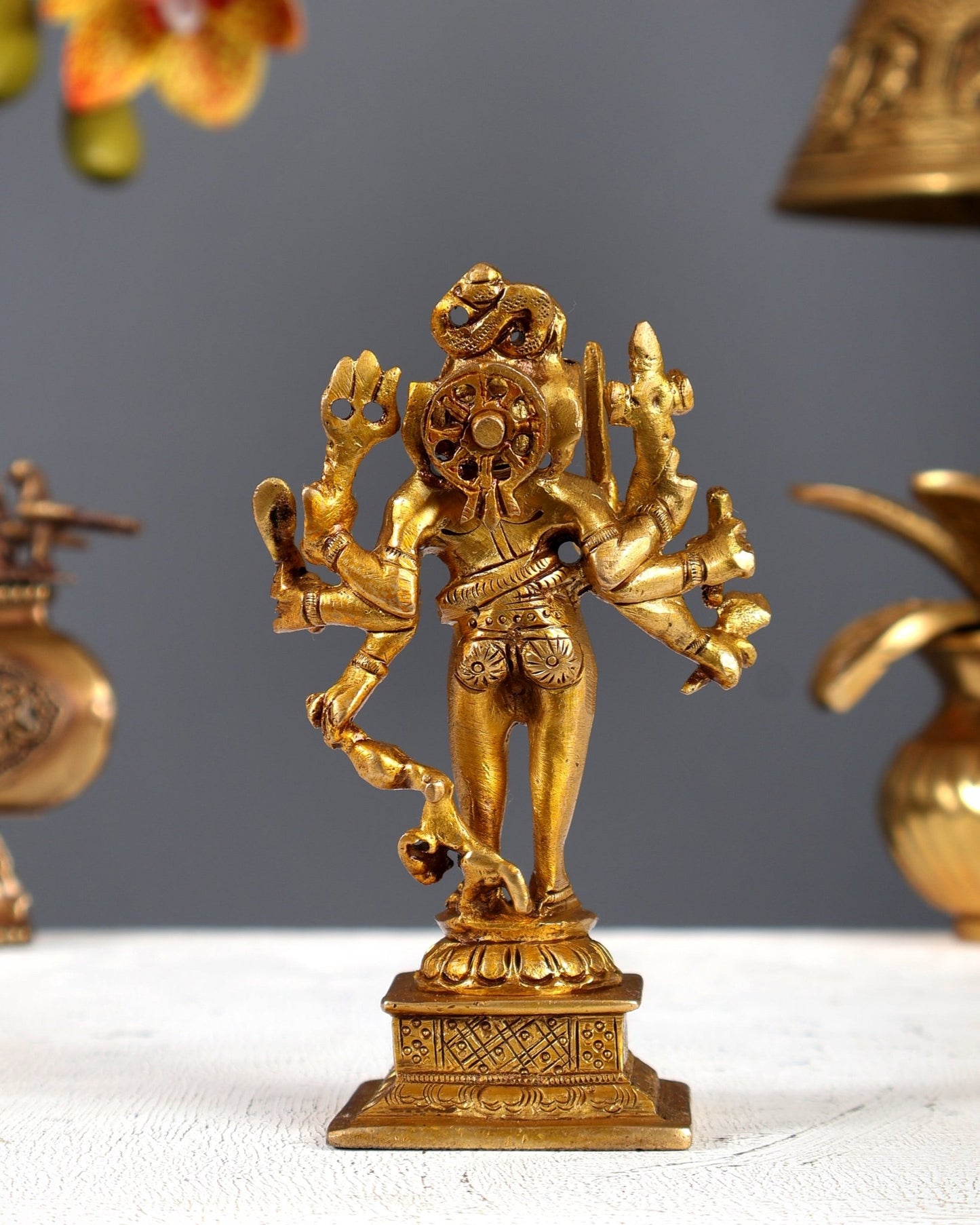 Brass Kaal Bhairava Idol - 5 in Height - Budhshiv.com