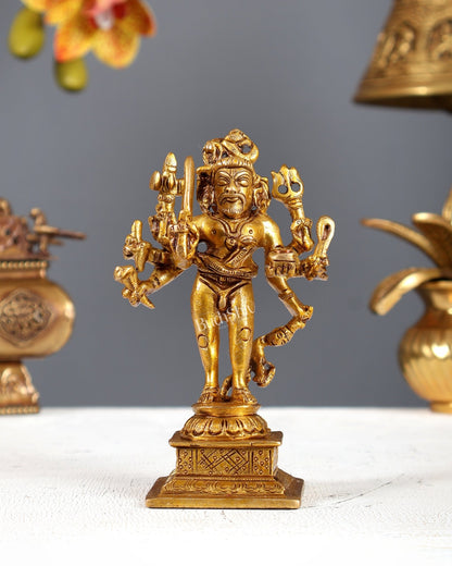 Brass Kaal Bhairava Idol - 5 in Height - Budhshiv.com