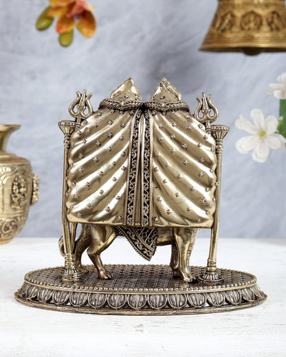 Brass Kaila Devi Chamunda Mata on Lion superfine Idol 6.5" - Budhshiv.com