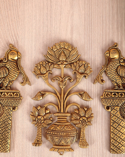 Brass Kalash with Peacock (Annam Pakshi) Auspicious Wall Hanging - Budhshiv.com